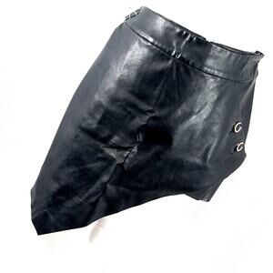 NWOT! NASTY GAL! BLACK VEGAN LEATHER WRAP FRONT BUTTON ACCENT SKIRT! SZ S